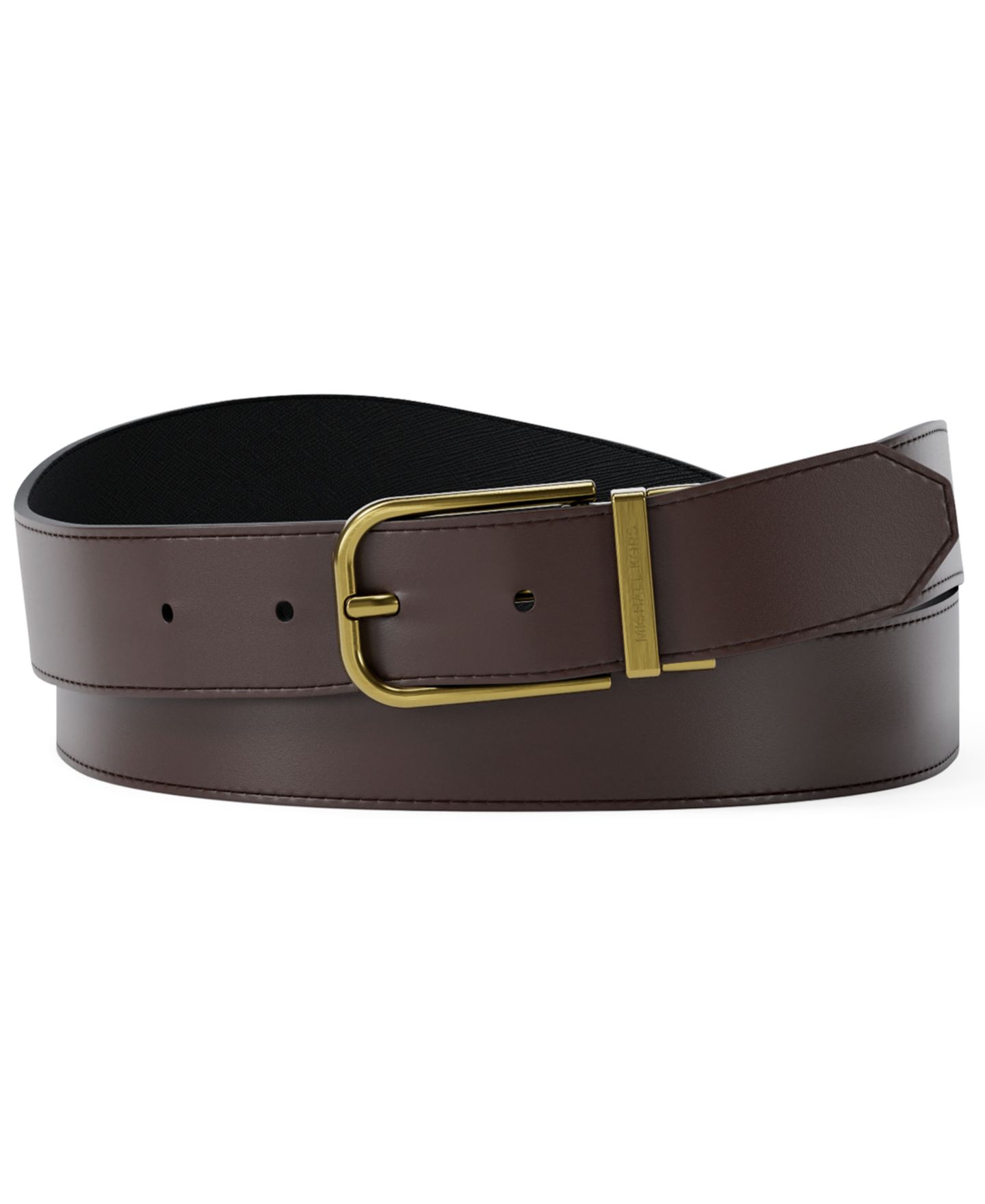Мужской ремень Michael Kors 31MM Reversible D-Buckle Dress Belt, цвет: Чёрный — фото 2