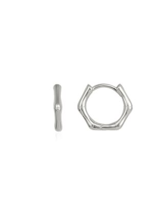 Bone Shape Hexagonal Huggie Hoop Earrings in Sterling