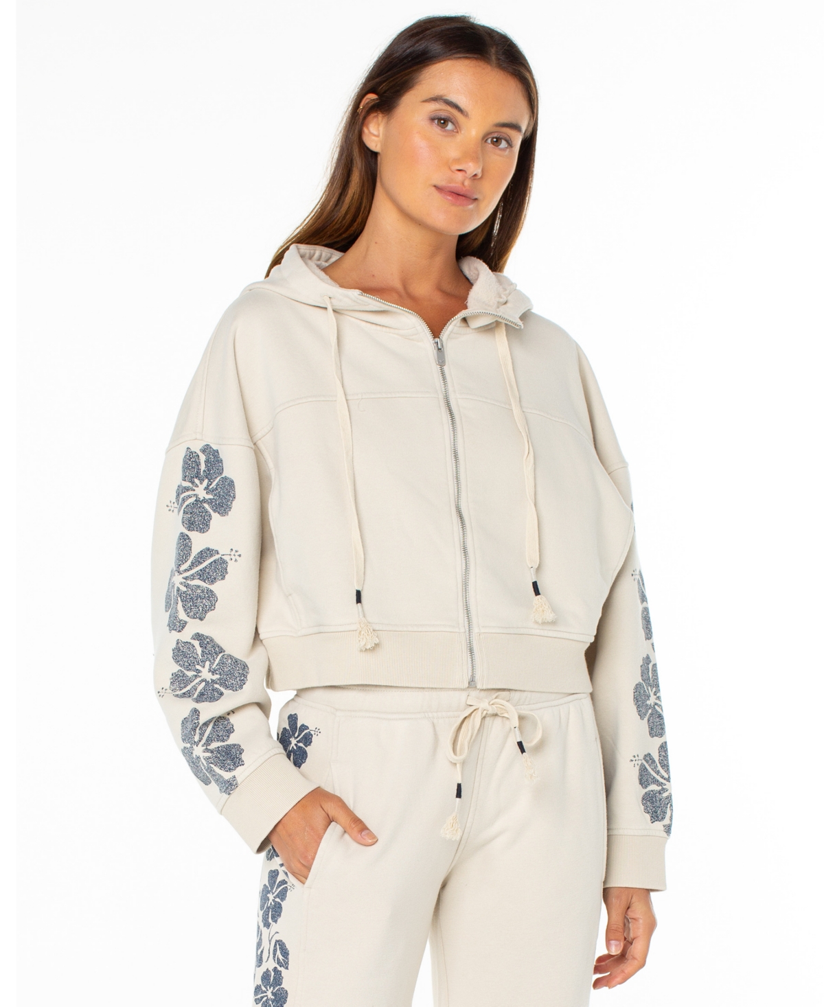 Roxy Juniors' Fringing Reefs Graphic Zip-Front Hoodie