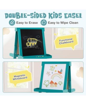 Foldable Easel for Kids 3-in-1 Double-sided Art Easel with Chalkboard