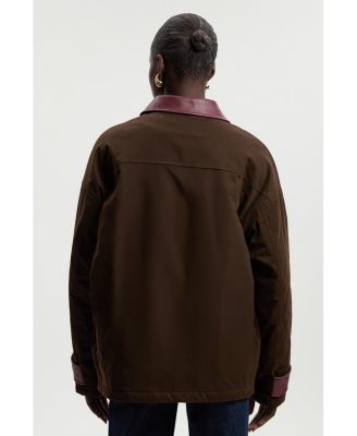 Quilted Contrast Collar Barn Jacket