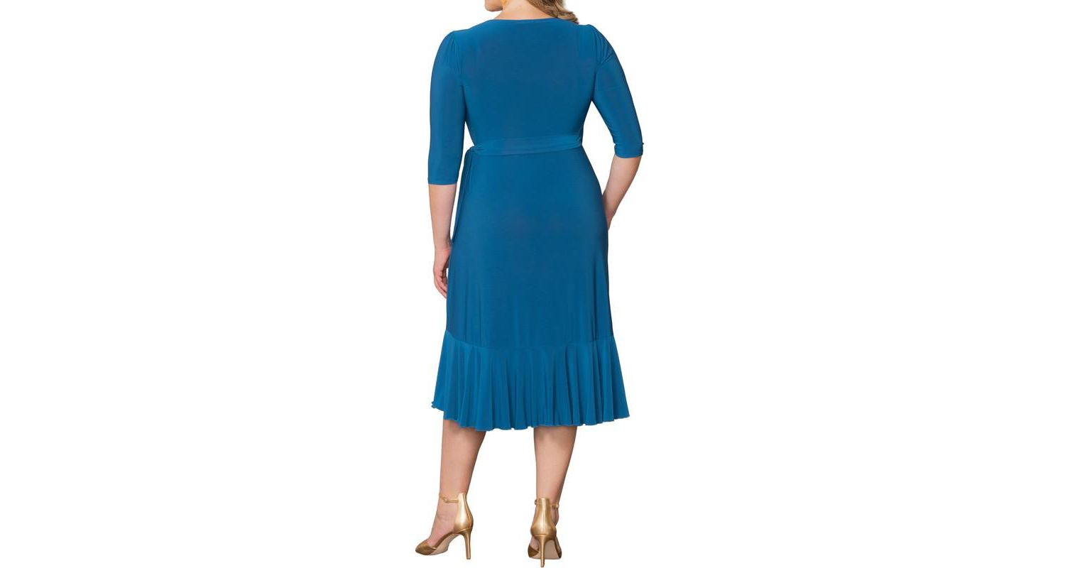 Plus Size Whimsy Ruffled Midi Wrap Dress