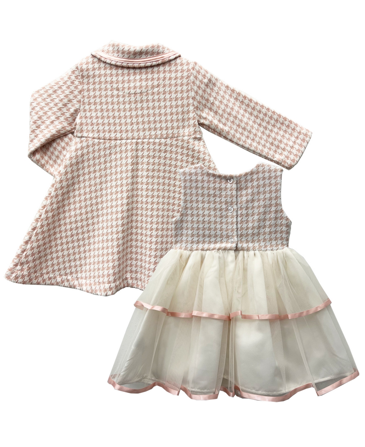 Blueberi Boulevard Baby Girls 2-Piece Houndstooth Coat and Dress Set