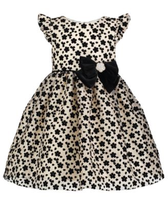 Blueberi Boulevard - Baby Girls Round Neck Flocking Dress