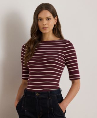 Lauren Ralph Lauren - Petite Boat Neck Striped T-Shirt