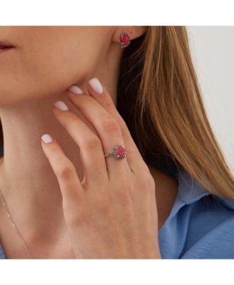 Oval Red Opal High Quality Sterling Silver Earrings