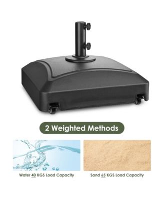 9ft Solid Wood Outdoor Patio Umbrella with Base Included Parasol Wheels Stand for Bistro Market Garden Deck Yard Poolside Navy