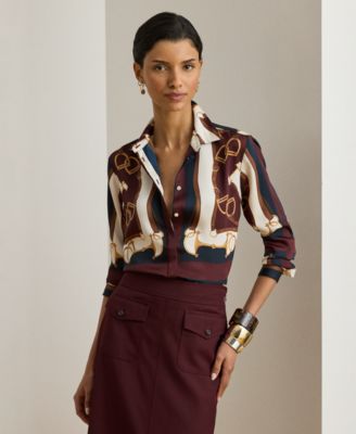 Lauren Ralph Lauren - Petite Classic Fit Equestrian-Print Twill Shirt