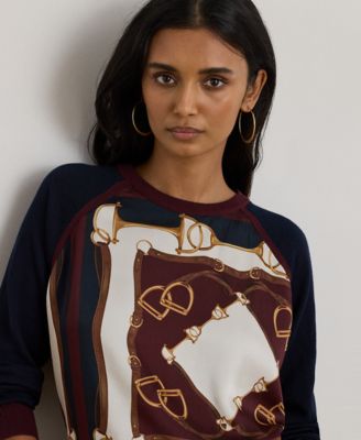 Petite Equestrian Print Sweater