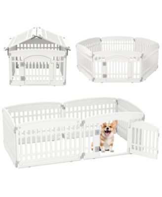 Panel Plastic Dog Playpen with Lockable Gate for Small & Medium Sized Dogs