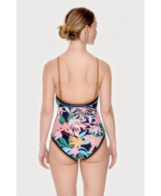 Women's Blush Jungle Reversible V-Neck One-Piece Swimsuit