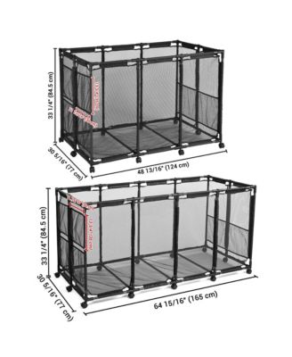 2 Pack Pool Toy Storage Bin Mesh Basket Organizer with Wheels Metal Frame