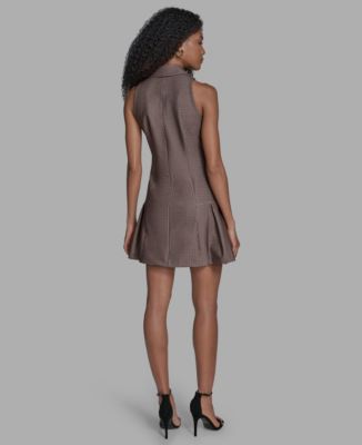 Women's Sleeveless Fit and Flare Collared Neck Dress