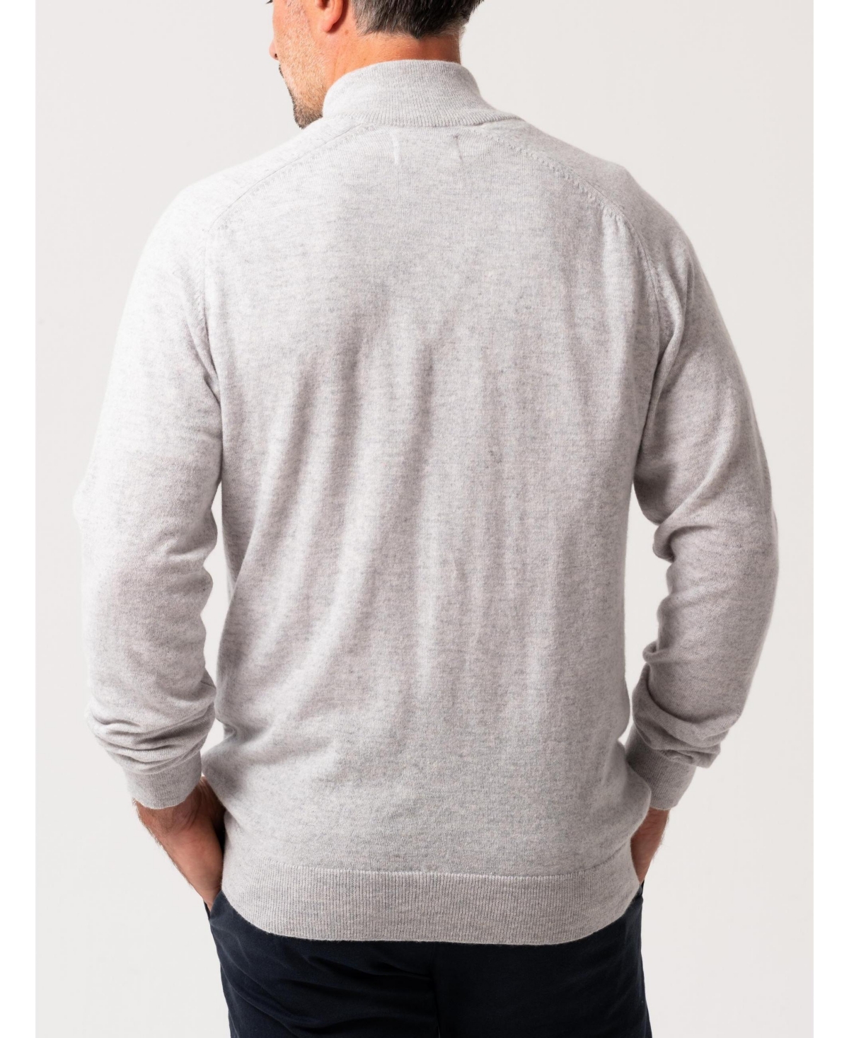 Koy Clothing Men's Navy Wool/Cashmere Qtr Zip Jumper