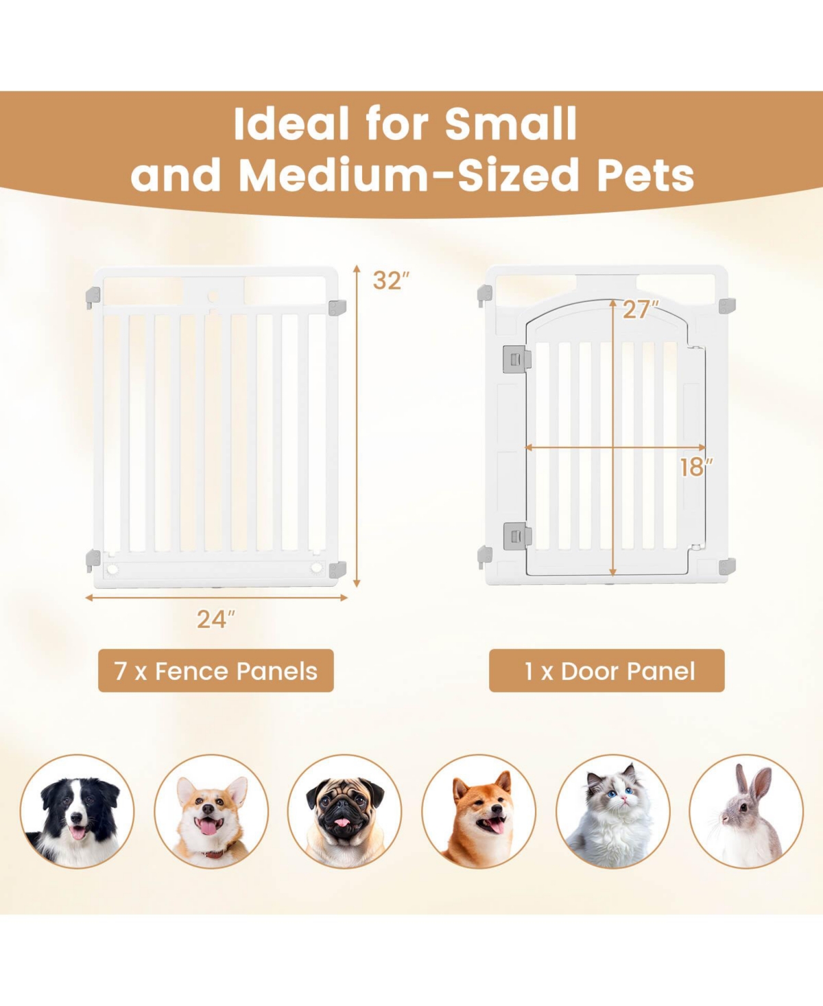 Costway Panel 32" Tall Plastic Dog with Securing Locking Door for Medium