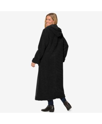 Plus Size Long Hooded Berber Fleece Coat