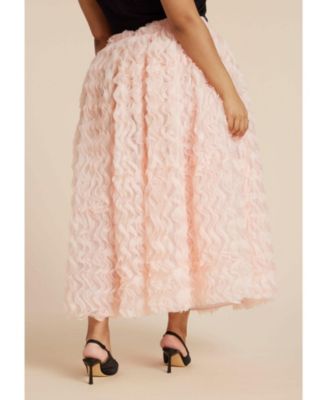 Women's Textured Ruffle Maxi Full Skirt