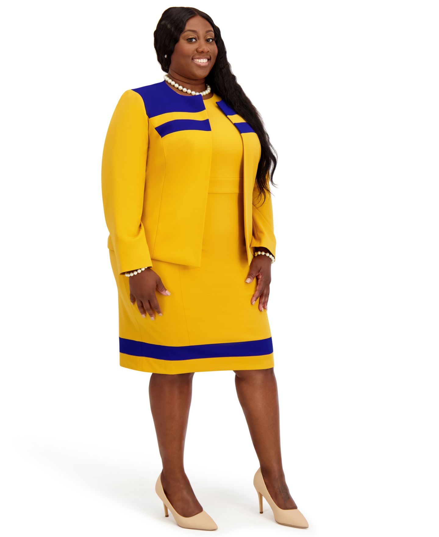 Женская куртка Kasper Combo Yoke Long-Sleeve Jacket, Regular and Plus Size, цвет: Золотой — фото 7