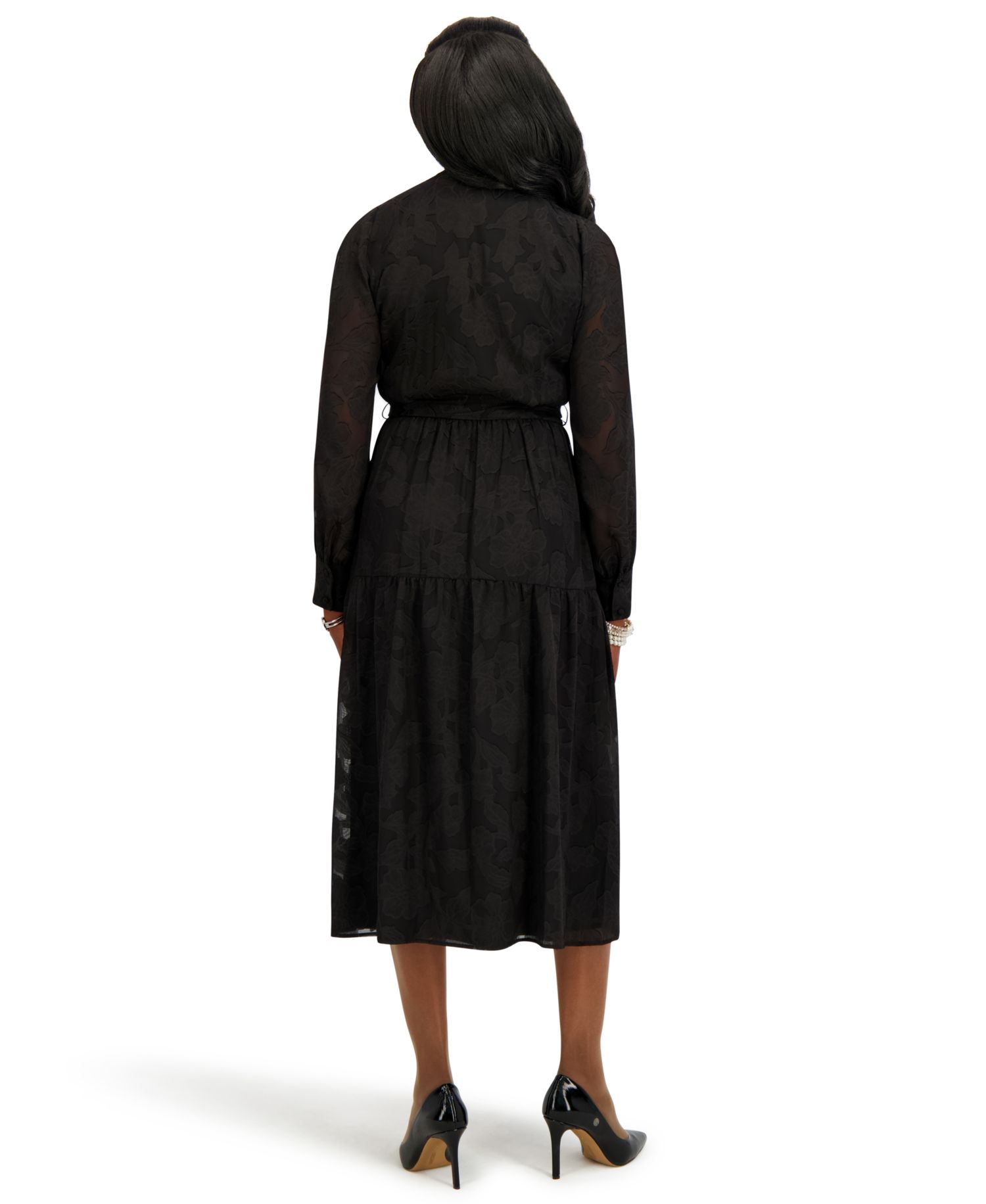 Women's Soft V-Neck Tiered Midi Dress