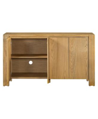  Retro Wood Buffet Cabinet - 4 Door, Adjustable Shelves (Natural)