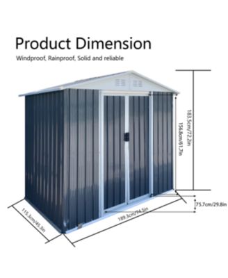 Streamdale Outdoor Storage Sheds 6FTx4FT Apex Roof Grey With Base Frame Garden Shed