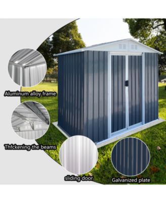 Streamdale Outdoor Storage Sheds 6FTx4FT Apex Roof Grey With Base Frame Garden Shed