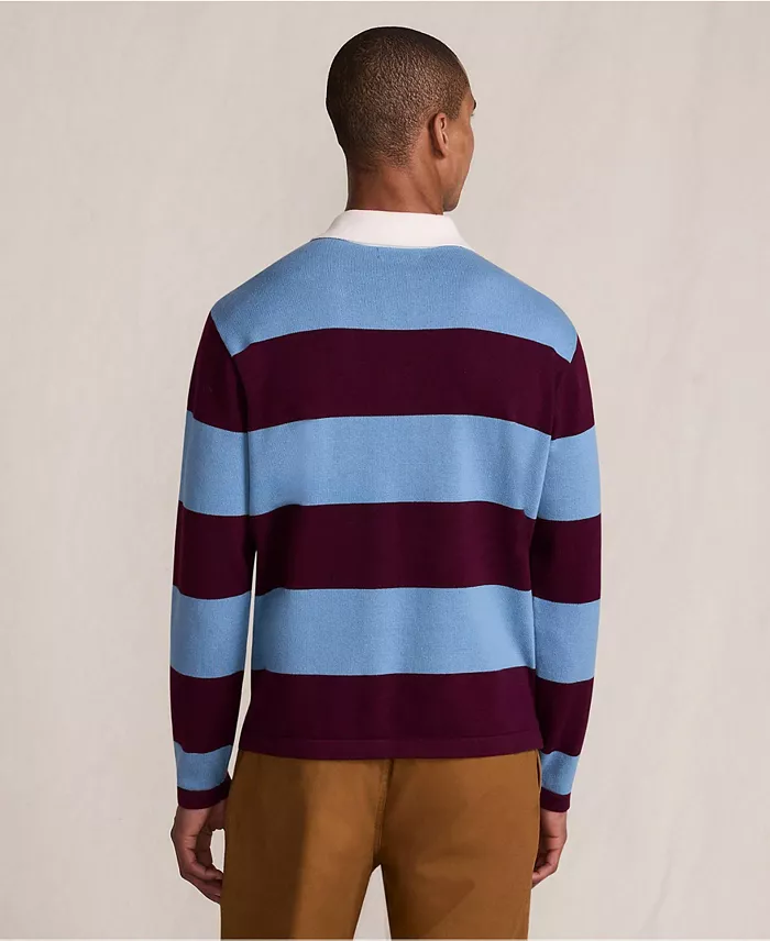 Men's Long Sleeve Cotton Rugby Sweater Polo - thumbnail 2