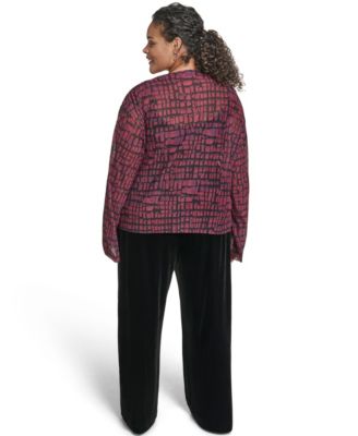 Plus Size Printed Long Sleeves Top