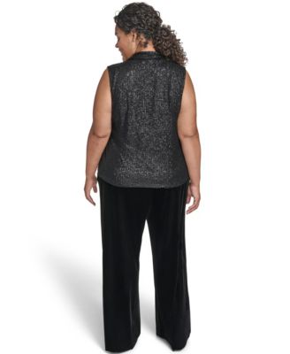 Plus Size Sequined V-Neck Top