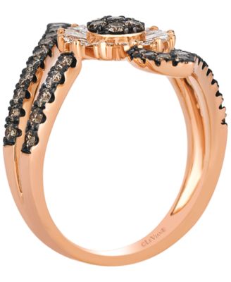 Chocolate Diamond (0.37 ct. t.w.) and Vanilla Diamond (0.89 ct. t.w.) Ring in 14k Strawberry Gold