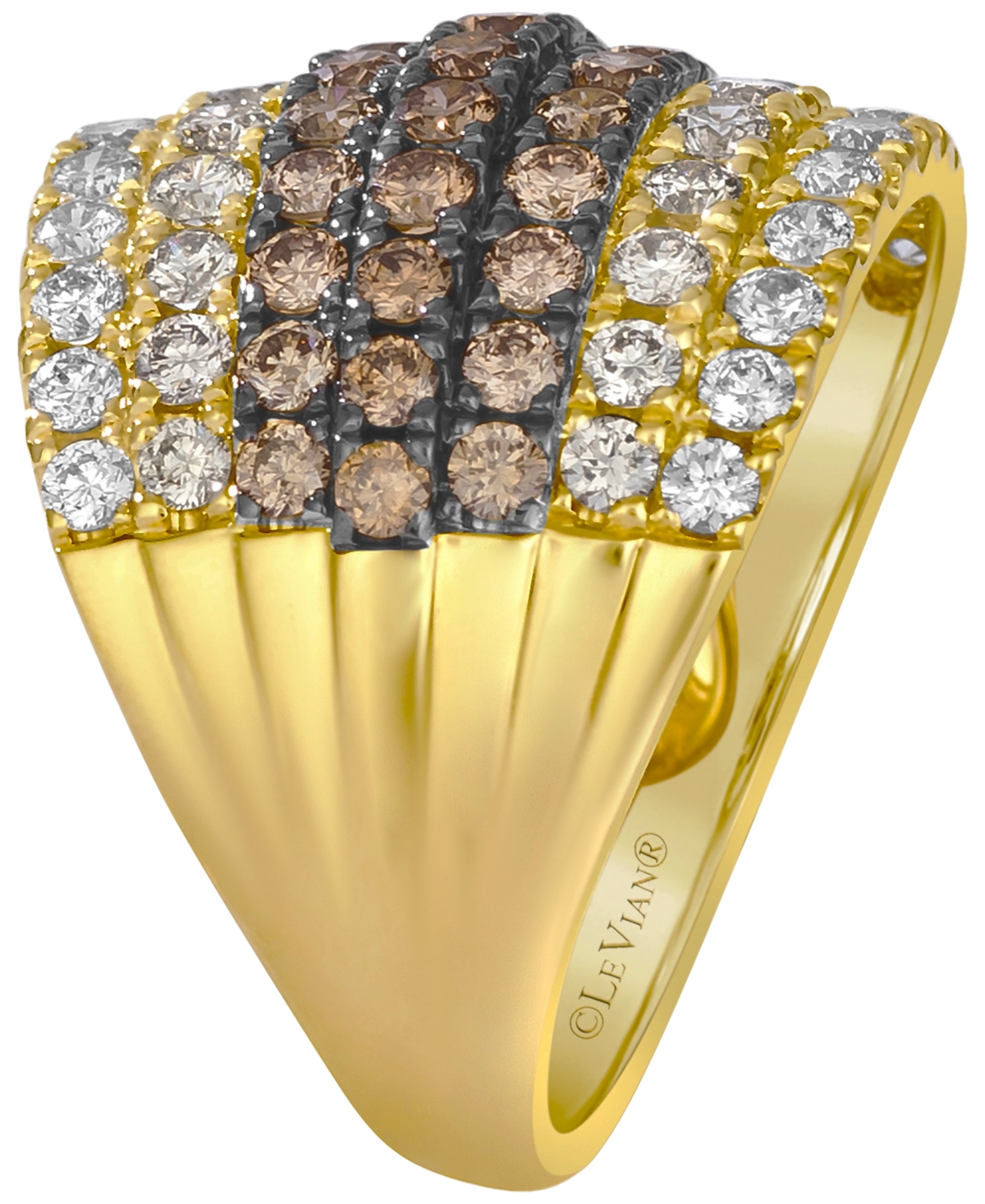 Le Vian Chocolate Ombre Diamond (1.63 ct. t.w.) and Vanilla Diamond (0.56 ct. t.w.) Ring in 14K Honey Gold