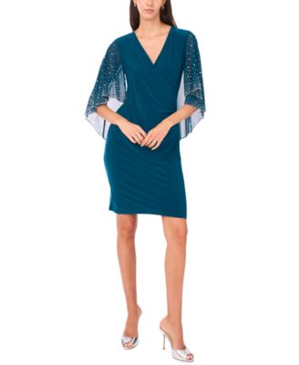 MSK - Women's Side Drape Overlay Pull-On Dress