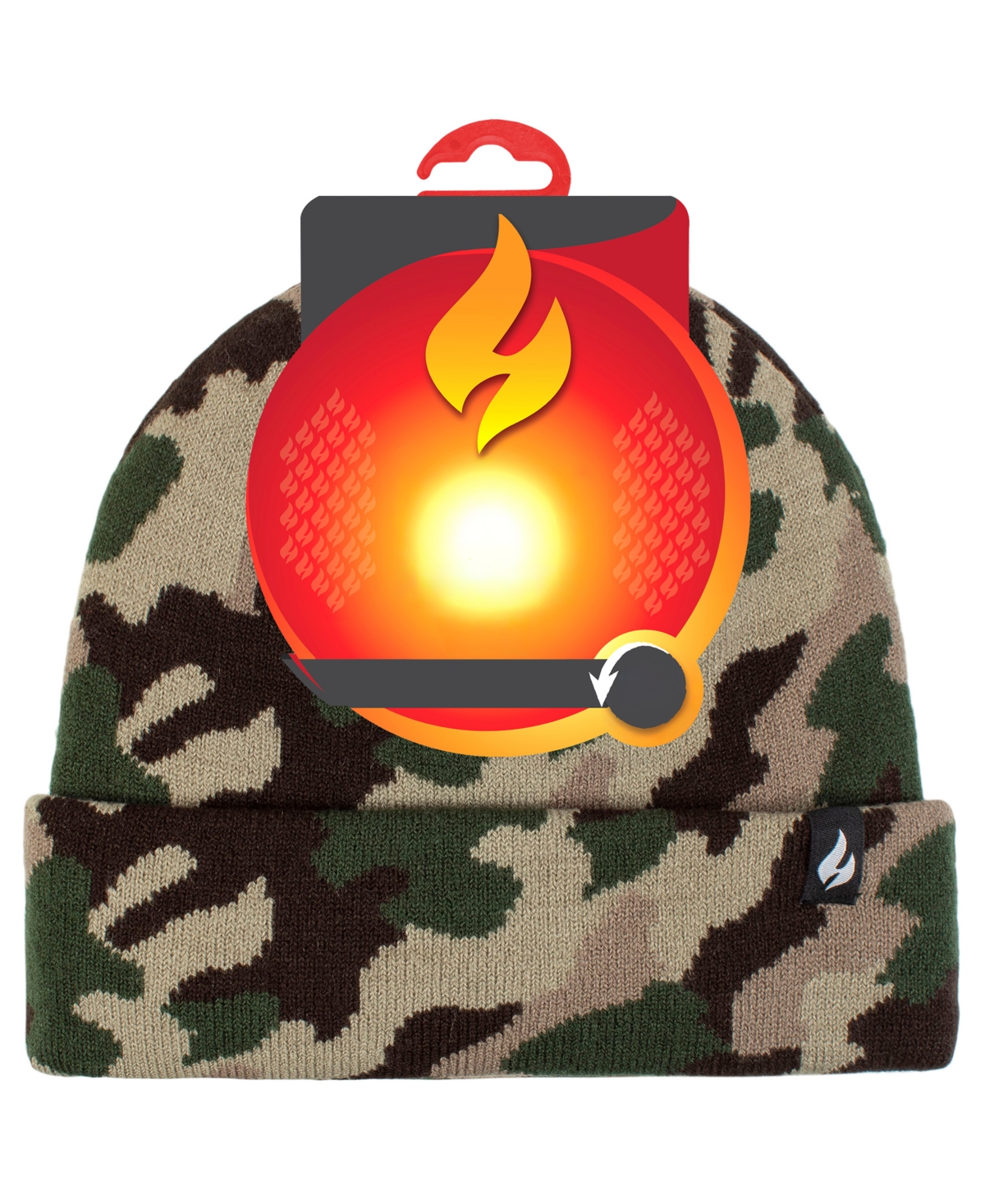 Heat Holders Boys 8-16 Gavin Camouflage Knit Roll Up Hat In Green