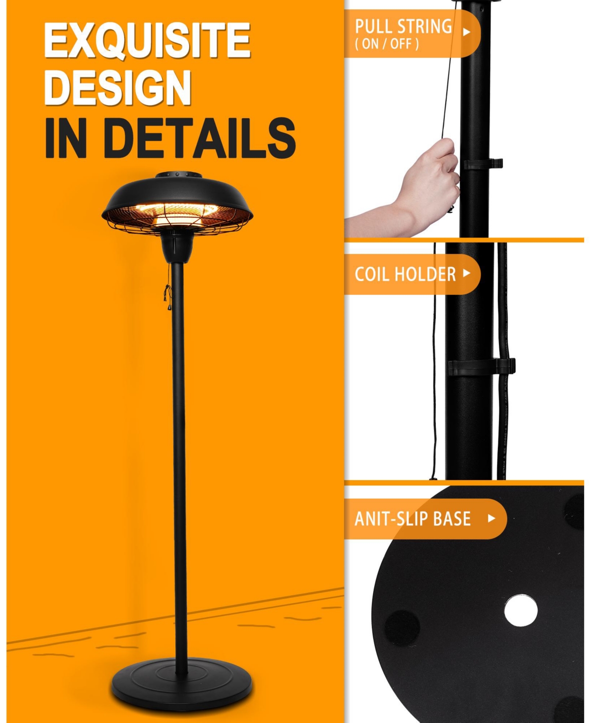 Zachvo 1500w Infrared Indoor And Outdoor Portable Patio Heater