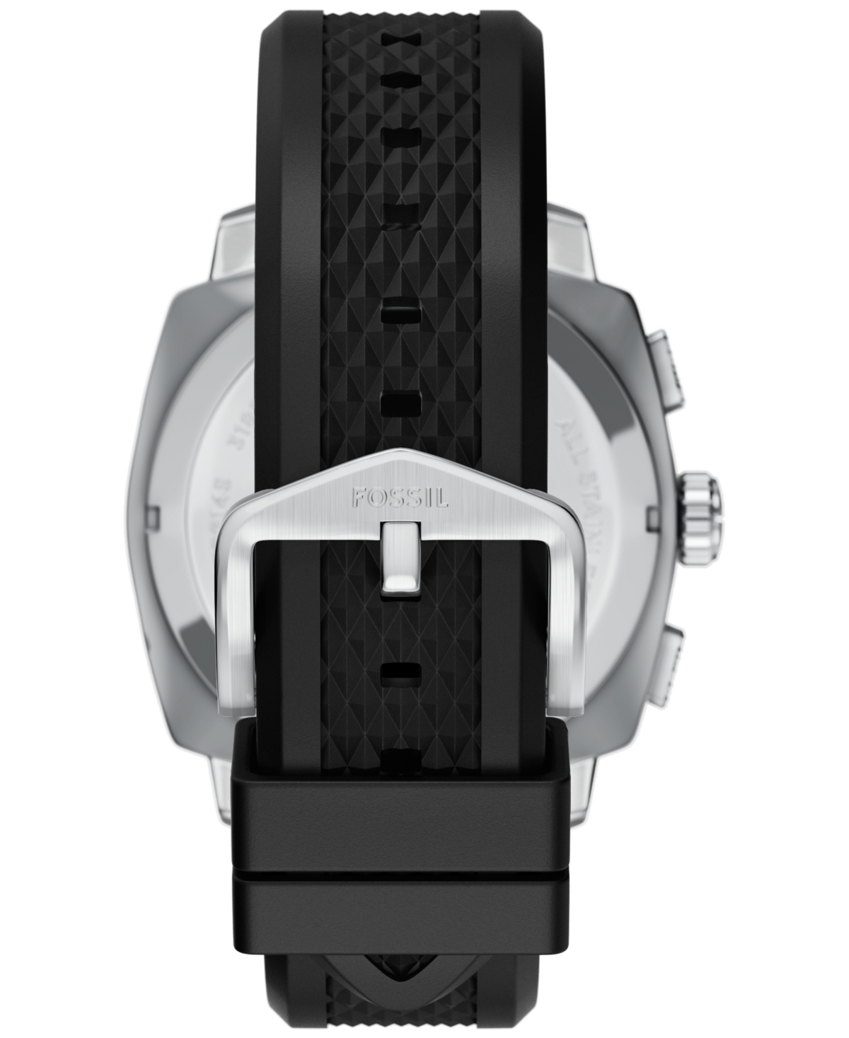 Fossil Men's Machine Chronograph Black Silicone Watch, 44mm