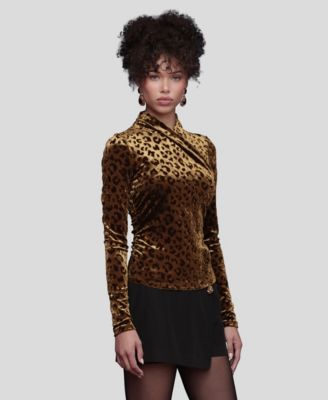 Women's Wrap Neck Long Sleeve Top