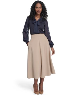 Women's Mixed Media Floral Clip Long Sleeve Sweater