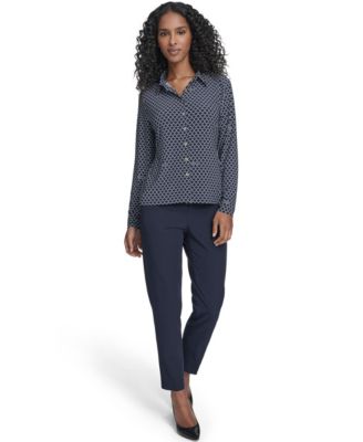Women's Long Sleeve Clover Button-Up Top