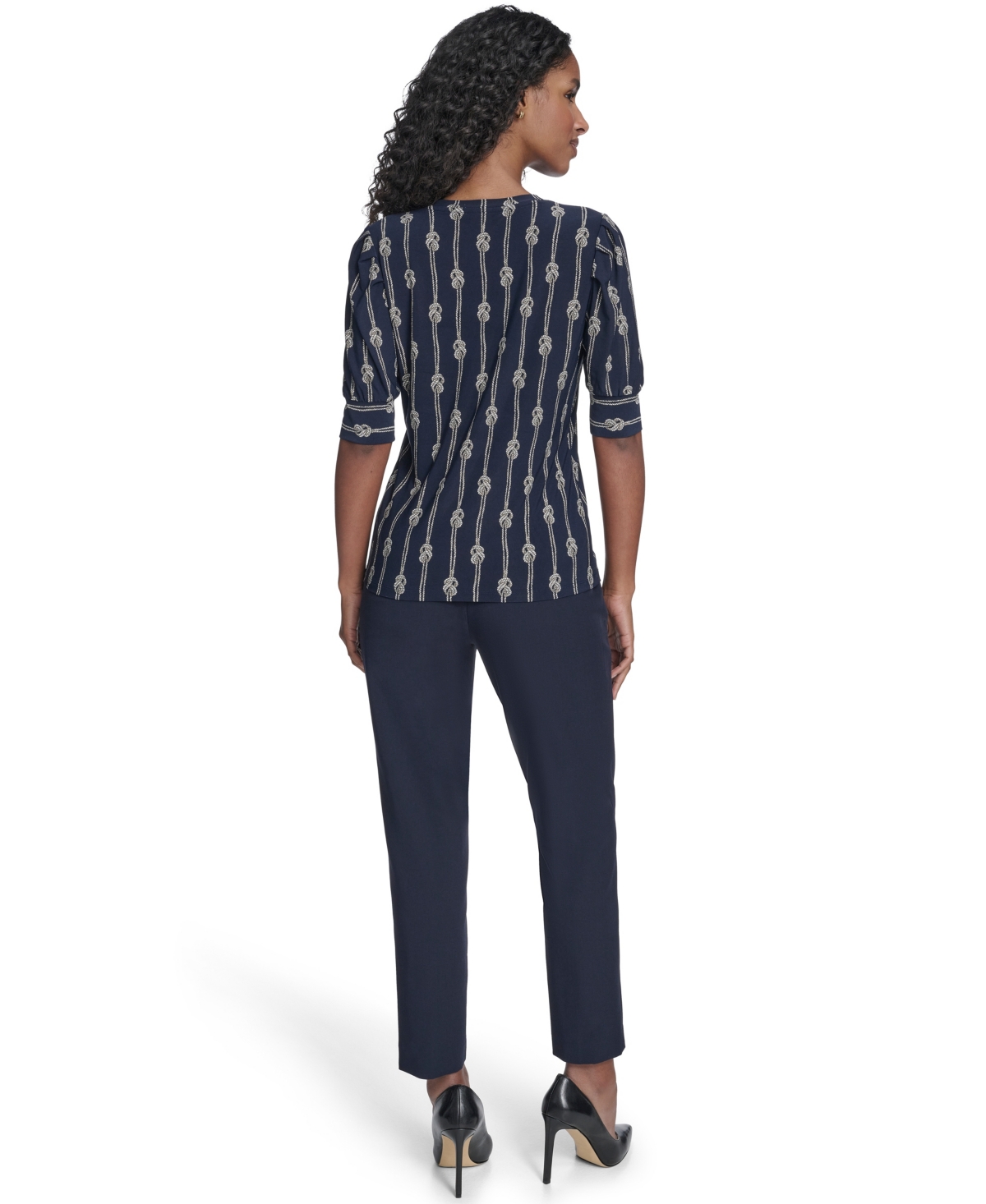 Tommy Hilfiger Women's Rope Knot Short Sleeve Crewneck Top