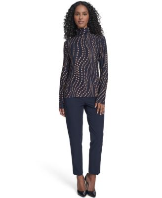 Women's Long Sleeve Cascade Dot Turtleneck Top