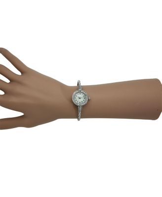 Silver Petite Twisted Bangle Bracelet Watch