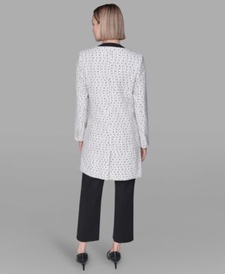 Women's Round Neck Hook & Eye Front Long Jacket