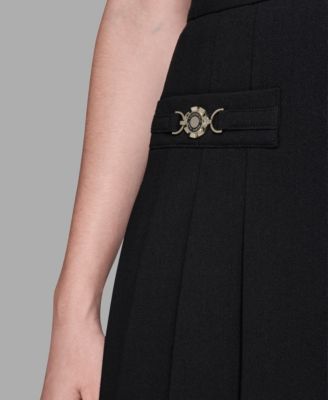 Women's Back Invisible Zipper Knee Length & Pleated Skirt