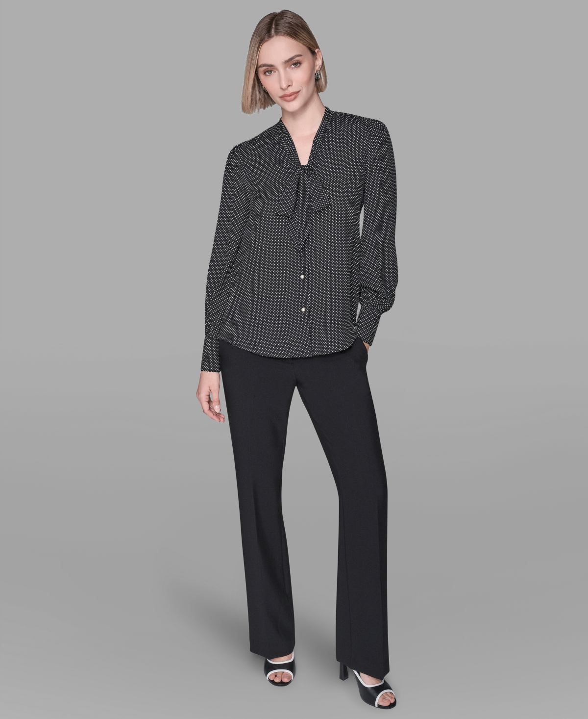 Karl Lagerfeld Women's Long-sleeve Blouse Top In Black