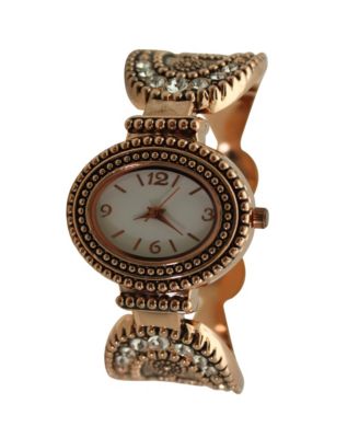 Rose Gold Rhinestones and Textured Classy Women Watch
