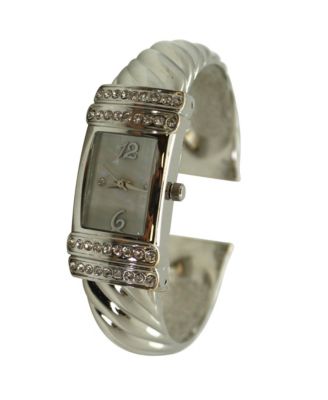 Silver Square and Thin Face Bangle Women Watch