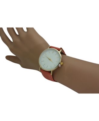 CORAL MINIMALIST LEATHER STRAP WATCH