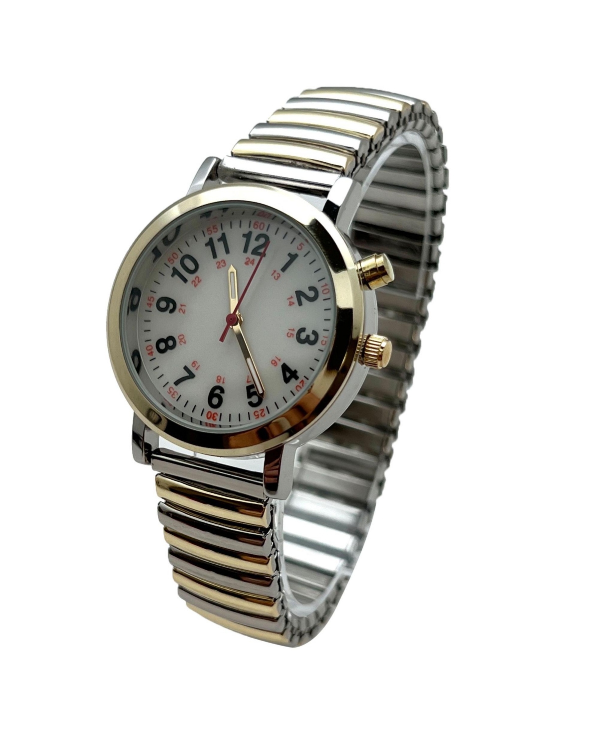 Olivia Pratt Two Tone Stretch Band Easy Read Nurse Watch with Second Hand Women Watch