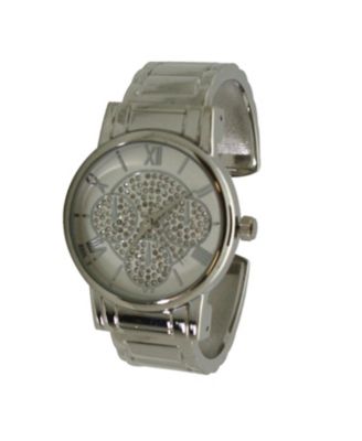 Stainless Steel Crystal Detail Bangle Watch - Silver
