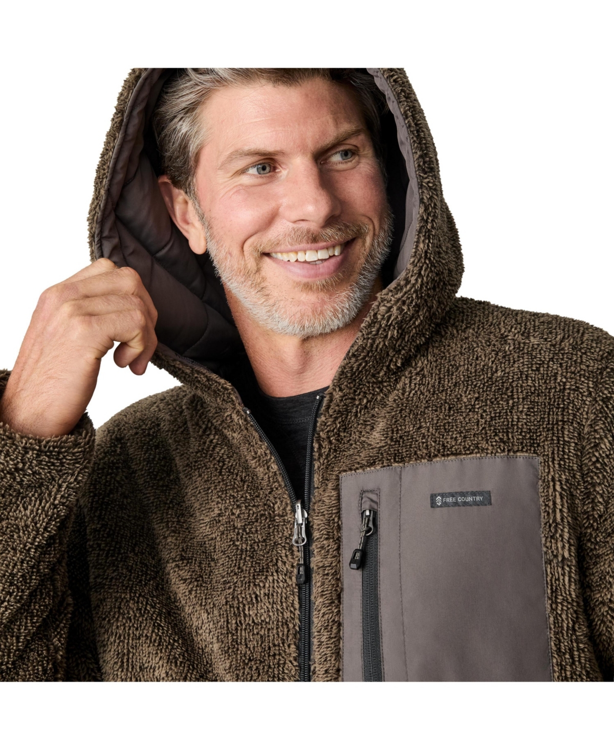 Free Country Men's Atlas Hooded Quilted Reversible Sherpa Jacket